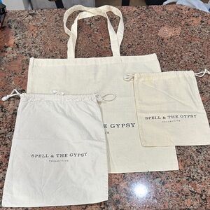 Spell Cream Drawstring Pouch Tote